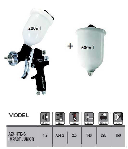 Pistolet lakierniczy AZ4 1,3mm 2 kubki