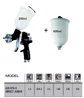 Pistolet lakierniczy AZ4 1,3mm 2 kubki